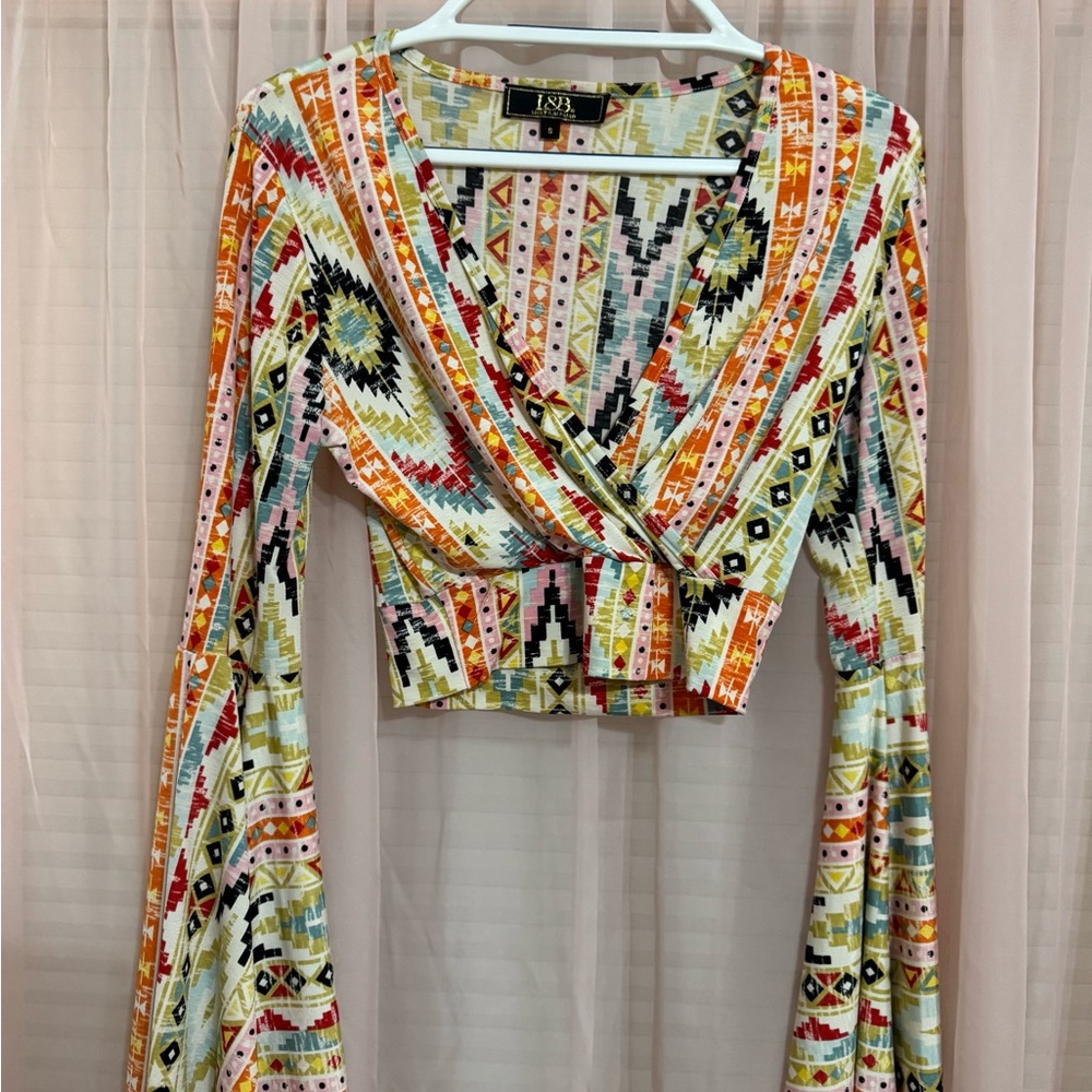 Aztec print western Top